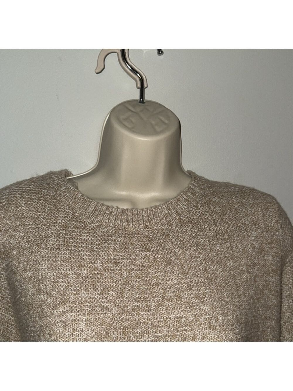 Pink Clover Beige Knit Sweater Small Neutral Lightweight Crewneck Pullover Cozy - Picture 3 of 16
